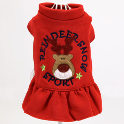 宠物圈 狗狗衣服麋鹿宠物裙子泰迪比熊狗衣服小型犬秋冬季装猫咪小狗裙子
