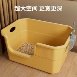 超大号加厚猫砂盆巨大防外溅全开放式半封闭缅因猫沙盆特大猫屎盆