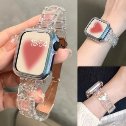 高质感镭射PVC透明冰川iwatch表带保护壳适用于applewatchs98se女