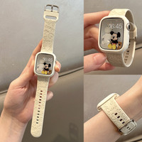 新款印花浮雕硅胶iwatch替换表带软壳适用于s9applewatchs8se男女