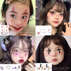 万圣节妆容纹身贴纸幼儿园儿童脸贴眼妆南瓜表情装饰卡通贴纸道具