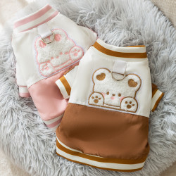 嬉皮狗 [达人]秋冬季韩版小熊棒球服牵引棉衣运动时尚中小型犬狗衣服0174