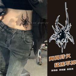 纹身贴草本半永久黑化蜘蛛腰部腹部防水持久逼真手臂腿部辣妹贴纸