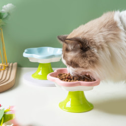 烁坭 防打翻饭碗陶瓷猫碗宠物碗猫粮碗宠物食盆高脚盘吃饭猫咪碗