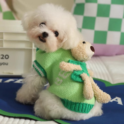 华元宠具 休闲衣服冬天可爱春季比熊小狗春秋款绿色泰迪小型犬春款宠物毛衣