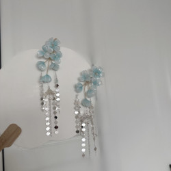 原创 听雨 琉璃簪花流苏古风汉服仙气发饰发夹发簪配饰