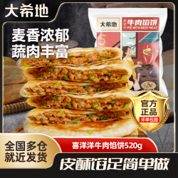 大希地 牛肉馅饼520g（5片装）*4 /6+鸡排100g香煎速冻早餐营养肉质