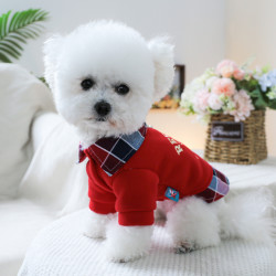 宠物圈 宠物狗狗衣服比熊博美泰迪春秋相机假两件卫衣休闲可爱2脚衣服