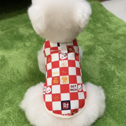 可爱网红宠物衣服新年装狗狗猫咪衣服防寒秋冬款福乐财