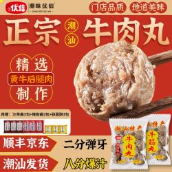 潮味优信 潮汕正宗牛肉丸爆汁牛筋丸子新鲜烧烤火锅食材