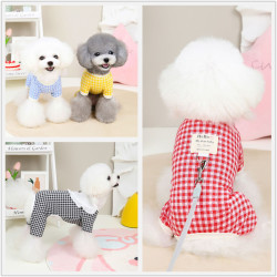 宠物衣服秋冬小狗服装批发宠物用品泰迪小型犬格子四腿家居服