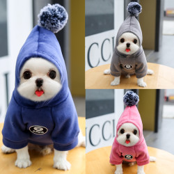 狗狗猫咪衣服带帽金丝绒两脚衣泰迪比熊柯基约克夏雪纳瑞宠物用品