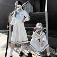 小花猪原创JK日系[藏花神]不良暗黑刺绣水手服长裙春夏季长袖套装