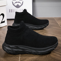 弹力袜子鞋男秋冬季棉鞋女鞋轻便软底运动休闲鞋男士一脚蹬健步鞋