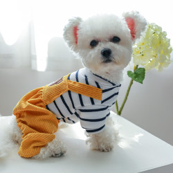 宠物圈 新品~可爱面包熊背带裤休闲四脚衣狗狗衣服泰迪比熊博美小型犬冬