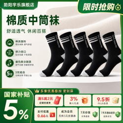 勋阳宇乐 春夏透气防滑减震字母中筒袜  5双