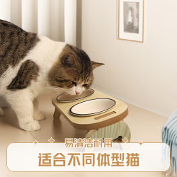陶瓷高脚护颈双碗猫碗防打翻宠物猫狗食盆水碗倾斜