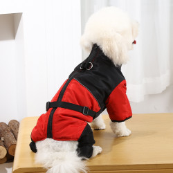 炫当家 可牵引狗狗衣服秋冬四脚衣小型犬泰迪比熊加厚棉衣冬季保暖棉服