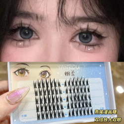 烟柔燕尾毛假睫毛仙子毛小恶魔单簇嫁接分段式已剪好