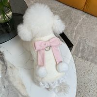 五只小白熊宠物衣服秋冬新款毛绒开衫马甲狗狗猫咪牵引扣加绒外套