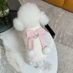 五只小白熊宠物衣服秋冬新款毛绒开衫马甲狗狗猫咪牵引扣加绒外套