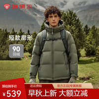 坦博尔 羽绒服男短款宽松休闲90绒连帽外套潮冬装TAF530353J 深铬绿 L (175)