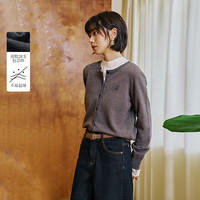 茵曼 法式包芯纱针织开衫2026秋季女装新款显瘦毛衣 	深灰色 M