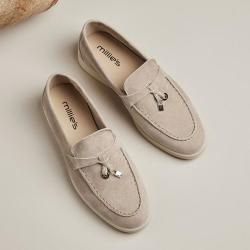 Millie's 羊猄绒皮内增高豆豆鞋女士单鞋