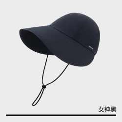 MISSWISS 渔夫帽丝绒黑胶防晒帽户外防紫外线遮阳帽子B