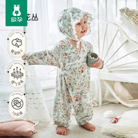 欧孕 婴儿连体衣春秋宝宝衣服竹棉纱布和尚服薄款亲子哈衣外出爬服 美妙花丛  90cm