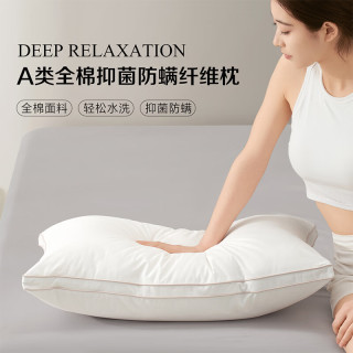 水星家纺 百丽丝全棉抗菌防螨低枕 48cm×74cm 单只装 纤维枕芯