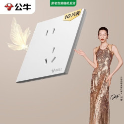 公牛 开关插座 G57系列10A斜五孔插座86型G57Z223A 暮雪白十只装