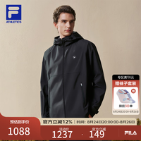 FILA 防水透湿连帽梭织外套 正黑色 XL 男士夹克