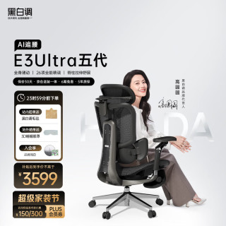 黑白调 E3 Ultra 五代AI追腰 人体工学椅 曜石黑