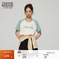 TEENIE WEENIE 女装圆领撞色插肩袖短袖T恤 乳白色 S