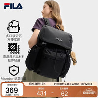 FILA 杨幂同款FILA斐乐背包2025夏季时尚双肩包书包通勤电脑包 正黑色-BK
