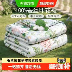 富安娜 玉茗春 100%蚕丝被 印花空调被 夏凉被 2斤