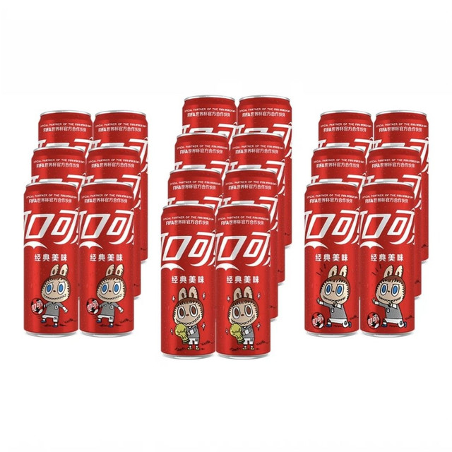 低至1.06元/瓶、88VIP：可口可乐 世界杯拉布布联名 原味碳酸饮料 330ml*20罐