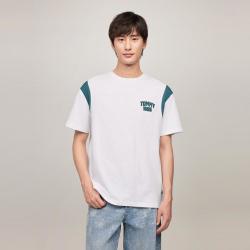 TOMMY HILFIGER TommyJeans男纯棉平纹针织撞色刺绣街头运动圆领短袖T恤上衣