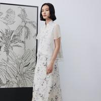 三彩 2026秋季新款新中式小衫立领绑带上衣女高级感