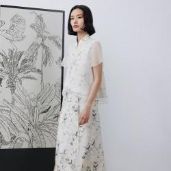三彩 2026秋季新款新中式小衫立领绑带上衣女高级感