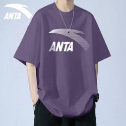 安踏 紫色短袖男T恤2026官网旗舰夏季青少年休闲半袖潮流印花运动T