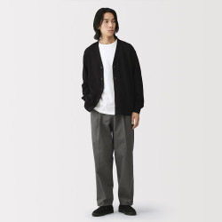 無印良品 MUJI 男式丝光斜纹抽褶宽版裤 中灰色 79/下裆74cm(175/78A) 休闲裤