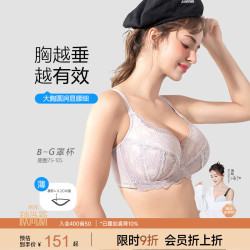 糖粒 大码内衣女胖mm调整型文胸聚拢收副乳大胸显小防下垂胸罩薄款 鸢尾紫 85C