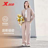 特步 女子户外运动休闲运动套装时尚百搭跑步休闲 米奇棕 XL