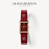 移动端：OLIVIA BURTON 新年OliviaBurton红色手表女款小众轻奢小方糖女士腕表女表