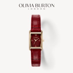 OLIVIA BURTON 新年OliviaBurton红色手表女款小众轻奢小方糖女士腕表女表