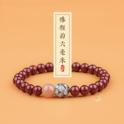 花饰庄园 朱砂莲花单圈手串女士紫金砂佛念珠复古男款本命年手链送女友礼物 【莲花】6MM紫金砂手串 低含量