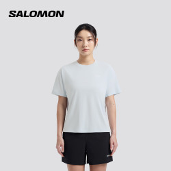 萨洛蒙 女款 户外运动潮流休闲舒适透气短袖T恤 AMPHI SHORT SLEEVE 淡蓝色 D00680 S 160/80A