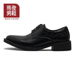 马登 黑鸦尖头德比鞋商务巫师鞋男结婚通勤年轻人休闲厚底黑色皮鞋